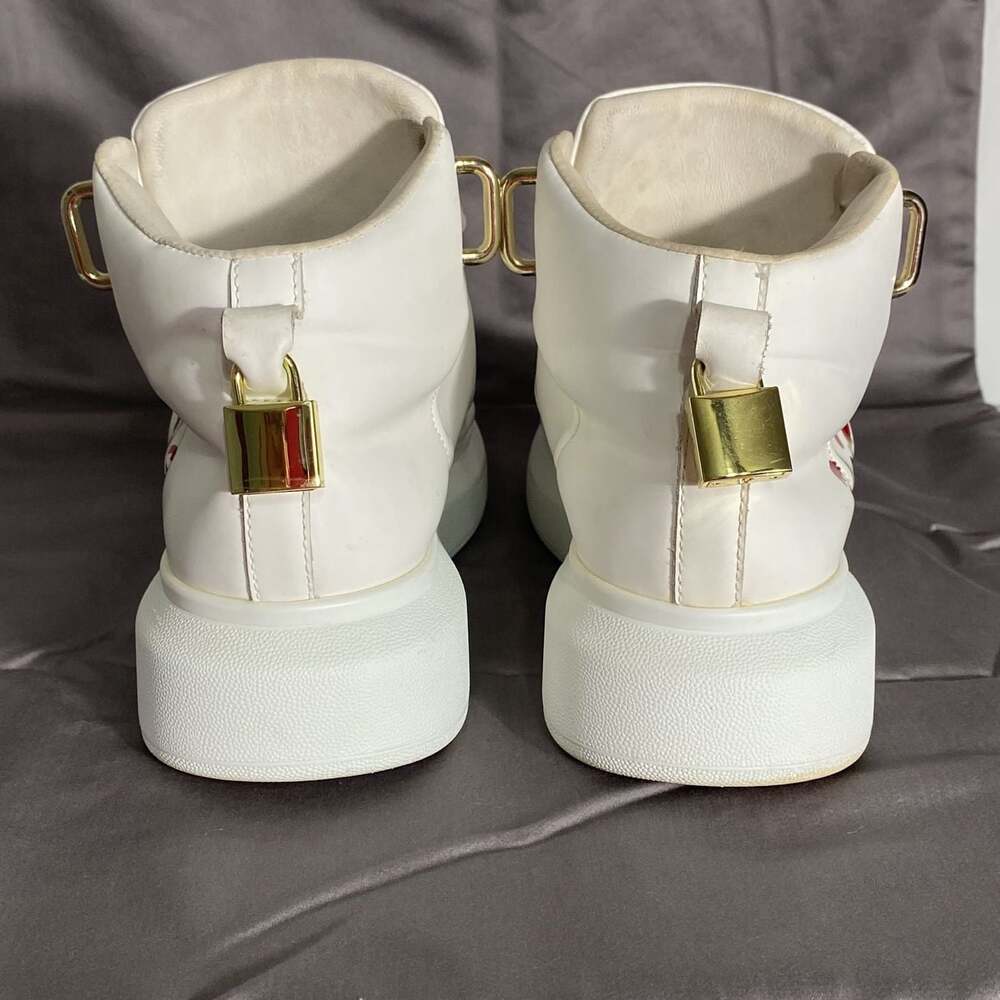 Alexander McQueen White and Red Handprint Sneakers - Picture 4 of 8